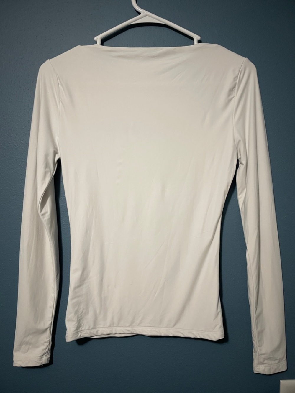 Abercrombie & Fitch White Bodycon Soft Long-Sleeve Square Neck Top Size Small - Picture 5 of 5